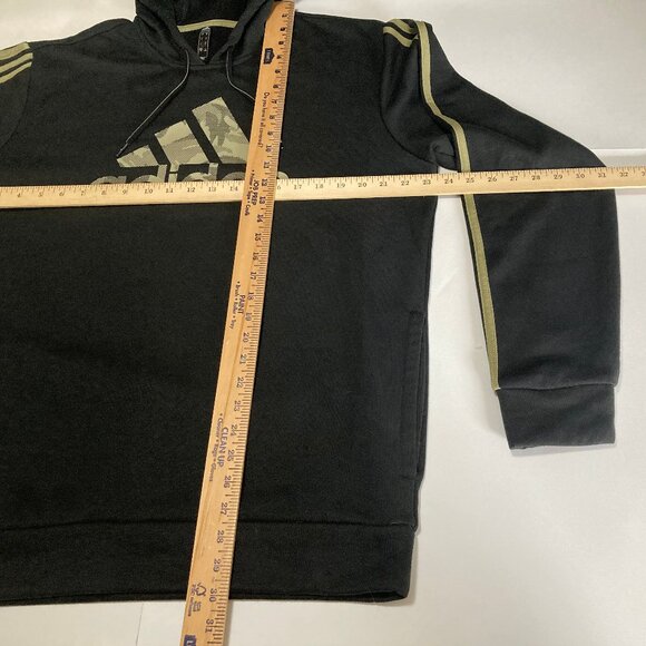Adidas Athleisure Gorpcore Activewear pullover Black Hoodie Gold Colored Logo - Picture 6 of 6